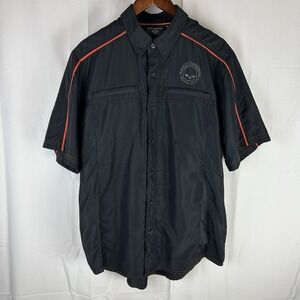Harley-Davidson Men's Logo Button Front Short SleeveShirt Size Large Vented